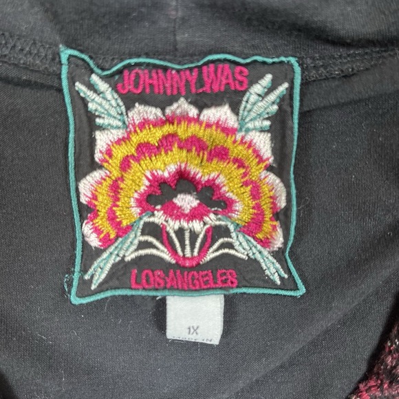 Johnny Was Black Hoodie with Pink Floral Design - Picture 7 of 13